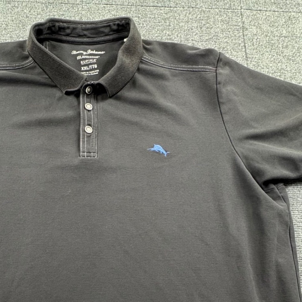 Tommy Bahama IslandZone Supima Cotton Polo Shirt Gray XXL Short Sleeve Marlin